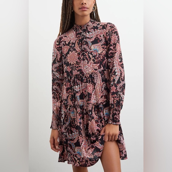 Anthropologie Dresses & Skirts - Anthropologie Women’s 2X Cadi Tiered Tunic Dress Floral Paisley Long Sleeve